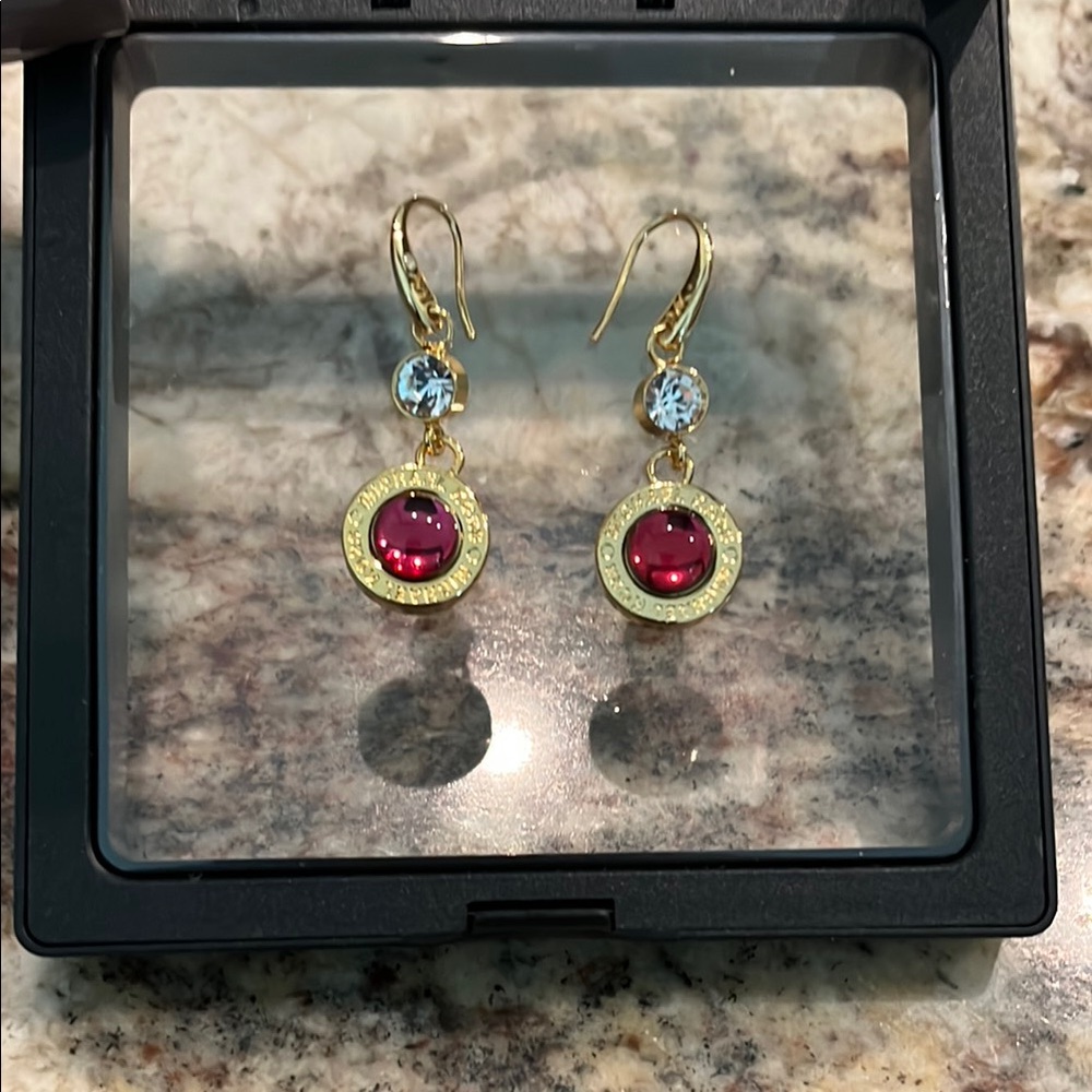 Gorgeous Michael Kors Gold Plated Logo & Gemstone Drop Earrings ❤️